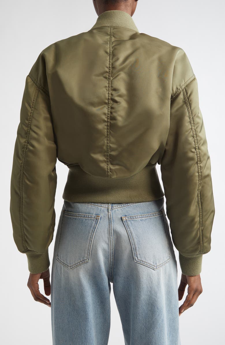 Saint Laurent Crop Bomber Jacket, Alternate, color, Kaki