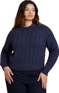 ELOQUII Cableknit Sweater With Wide Collar