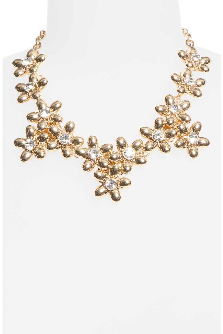 Flower Cluster Collar Necklace, Alternate, color, GOLD