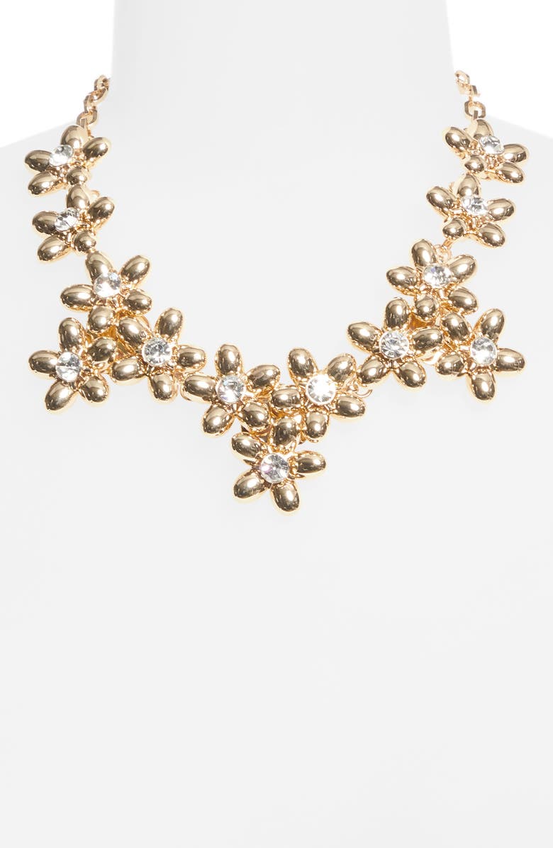 Carolina Herrera Flower Cluster Collar Necklace, Alternate, color, Gold