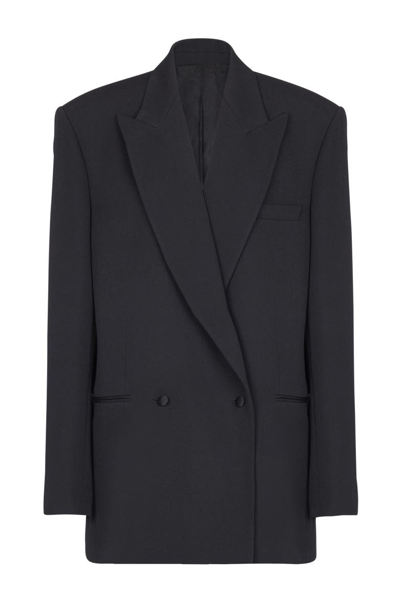 Oversized grain de poudre jacket, Alternate, color, black