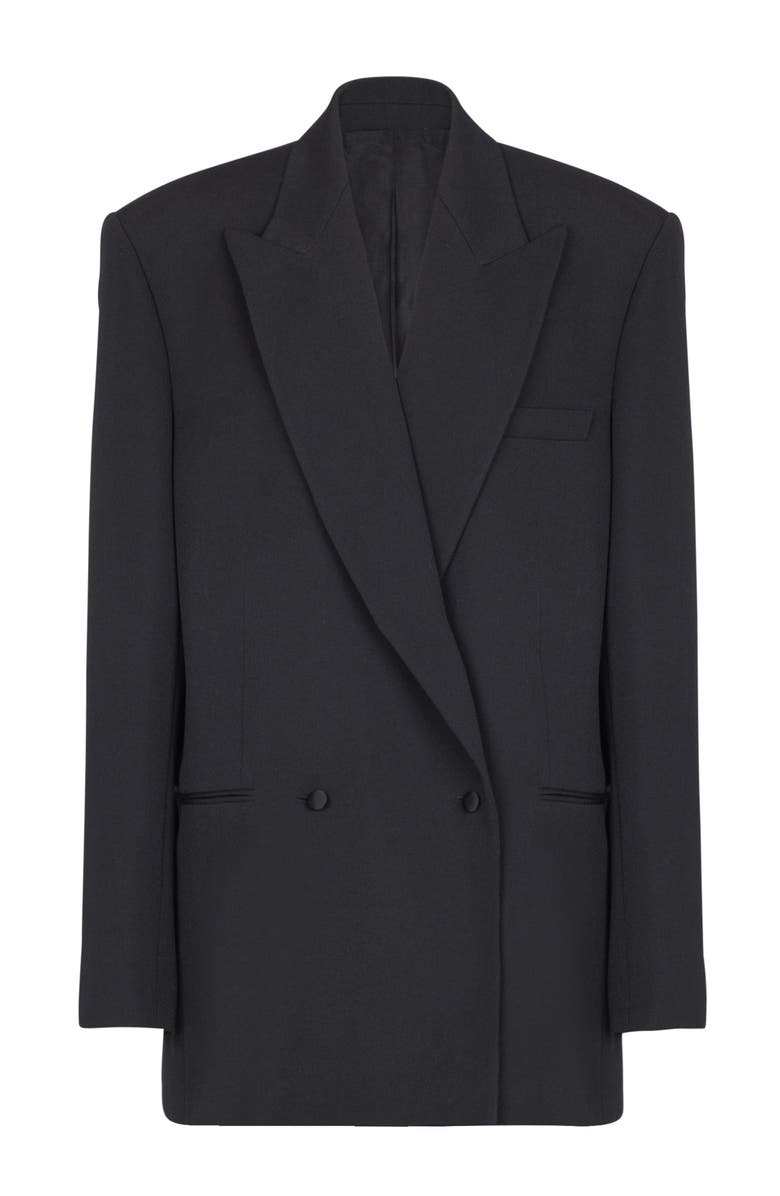 Balmain Oversized grain de poudre jacket, Alternate, color, Black