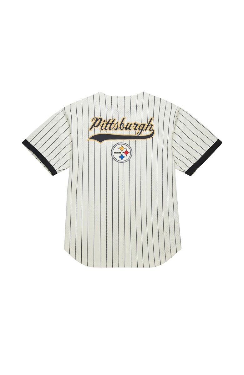 Mitchell & Ness Men's Mitchell & Ness  Cream Pittsburgh Steelers Final Seconds Vintage Logo Mesh Button-Up Shirt, Alternate, color, 