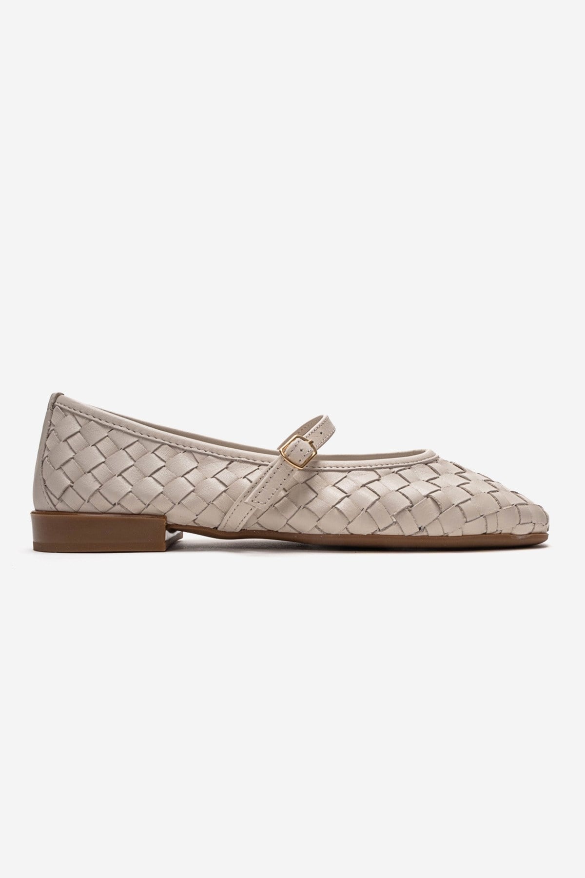 Forever & Always Shoes Yevora Leather Woven Strap Ballet Flat, Alternate, color, Cream
