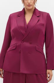 City Chic Rylie Satin Double Breasted Blazer