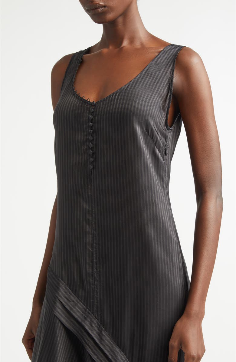 Dries Van Noten Dommy Stripe Crepe Midi Dress, Alternate, color, Grey