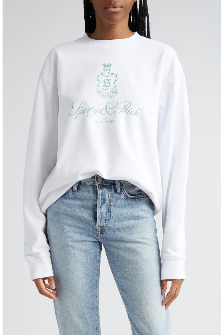 Vendome Cotton Graphic Sweatshirt, Main, color, WHITE