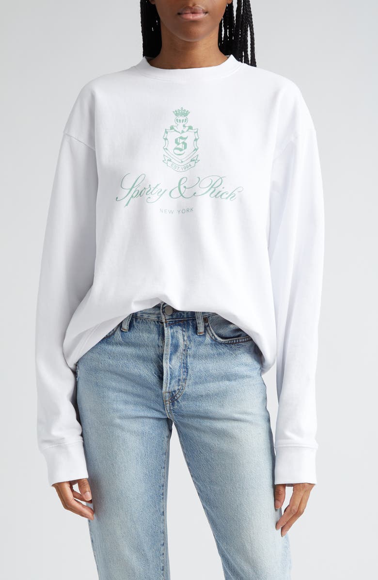 Sporty & Rich Vendome Cotton Graphic Sweatshirt, Main, color,