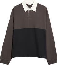 AGOLDE Oversize Colorblock Long Sleeve Rugby Polo