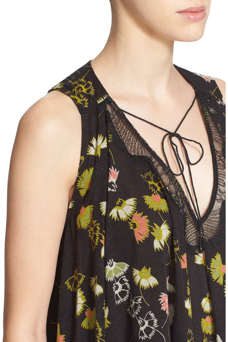 'Love Potion' Floral Print Sleeveless Knit Top, Alternate, color, BLACK COMBO