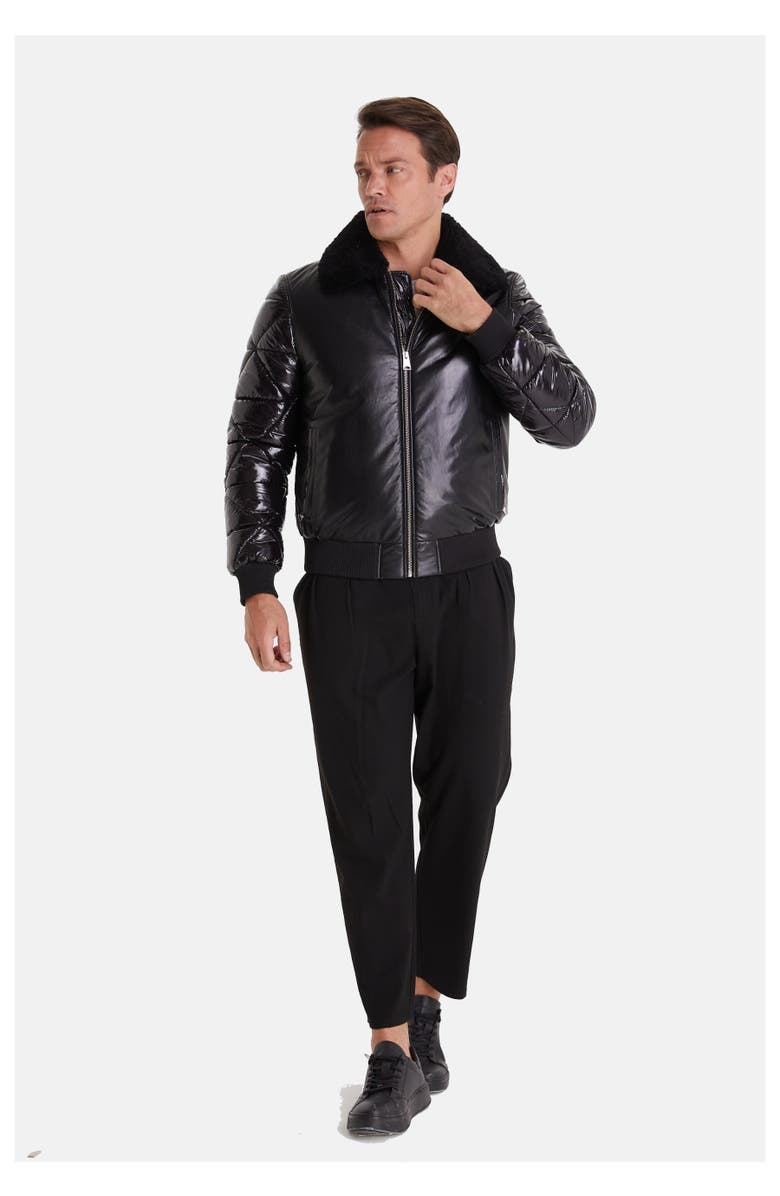 Furniq UK Philip Leather Jacket, Alternate, color, Black