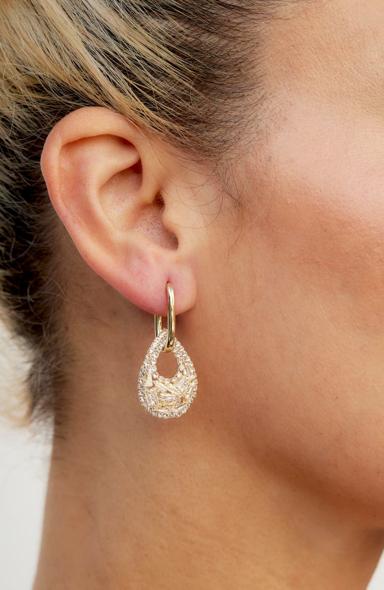 SAVVY CIE JEWELS Cubic Zirconia Drop Earrings, Alternate, color, Yellow