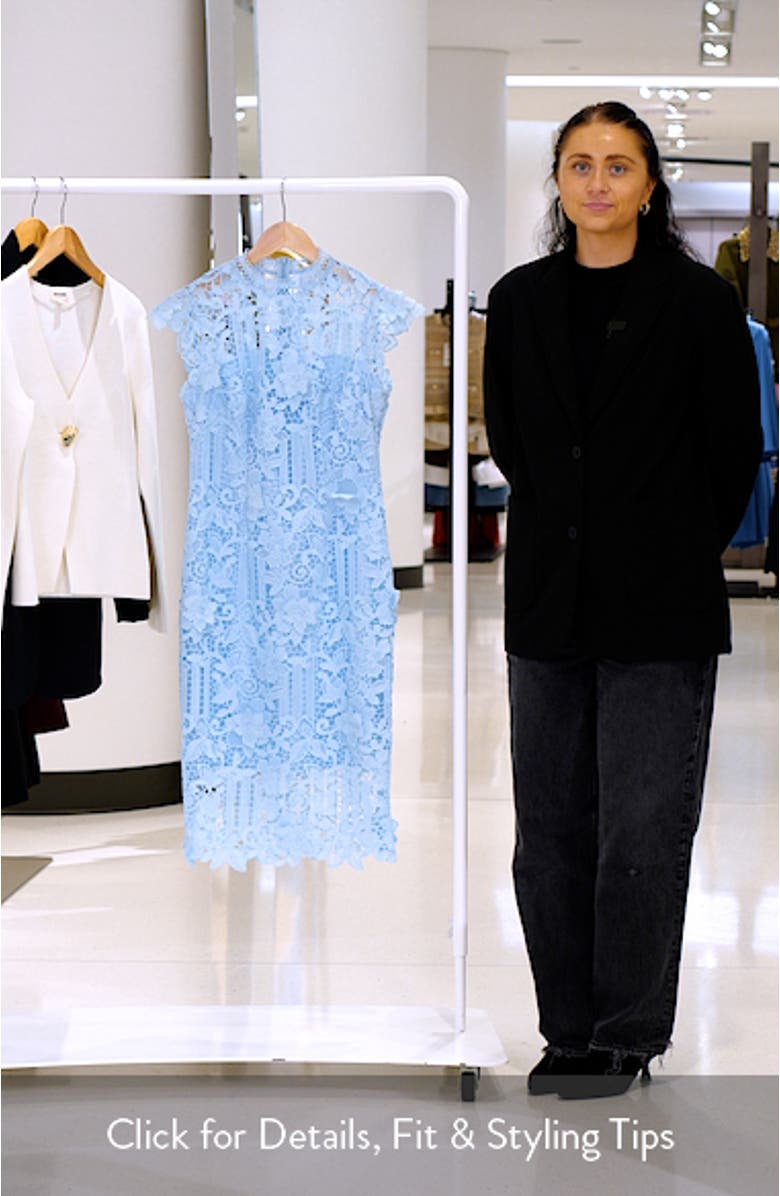 Mock Neck Lace Sheath Dress, sales video thumbnail