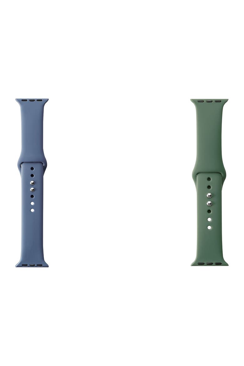 Assorted 2-Pack Silicone Apple Watch® Watchbands, Alternate, color, BLUE AND GREEN