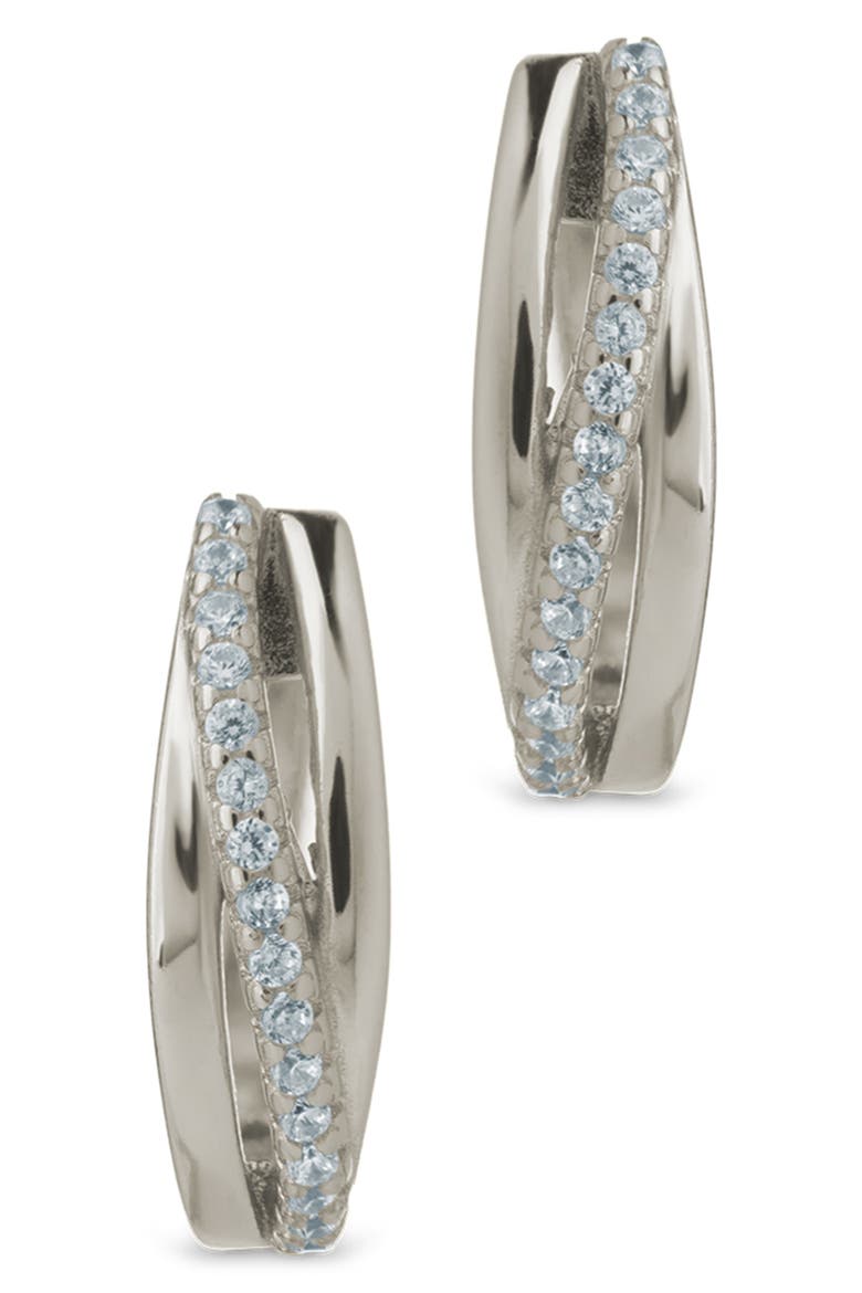 Benedetta Twisted Pavé Hoop Earrings, Alternate, color, SILVER