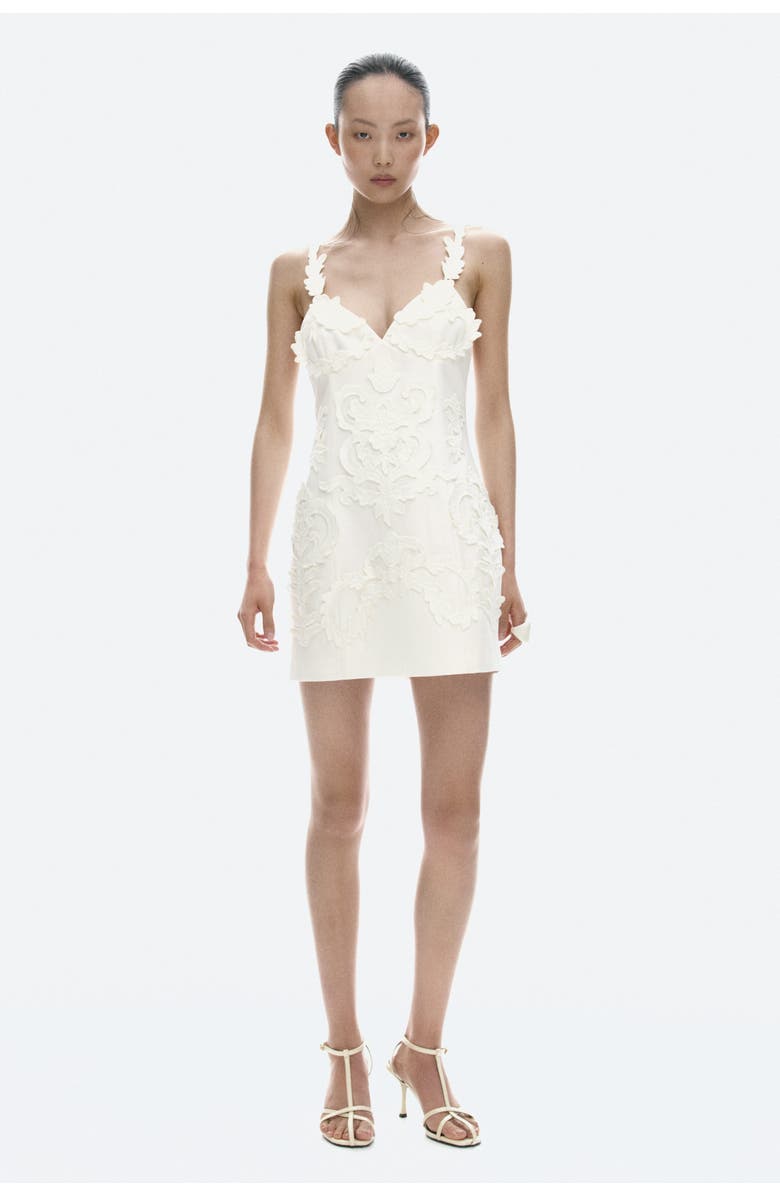 H&M Appliquéd strappy dress, Alternate, color, Cream