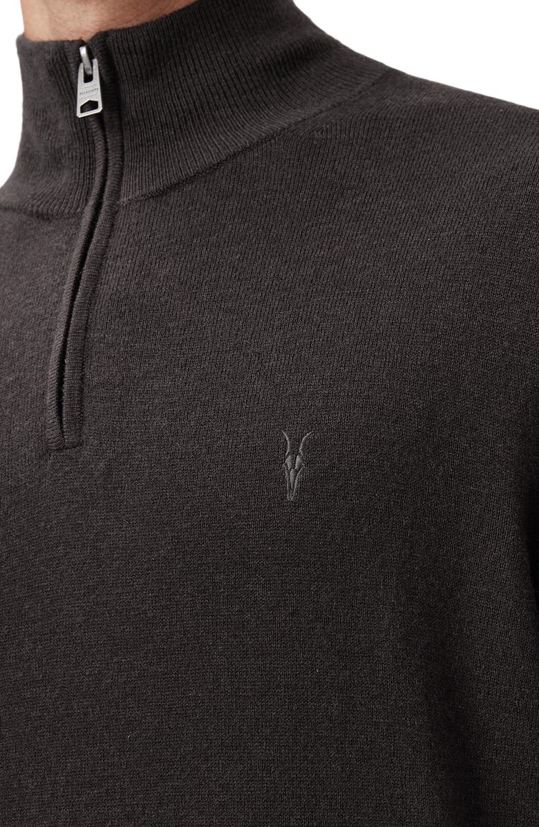 AllSaints Kilburn Mock Neck Wool Blend Quarter Zip Sweater, Alternate, color, Espresso Brown