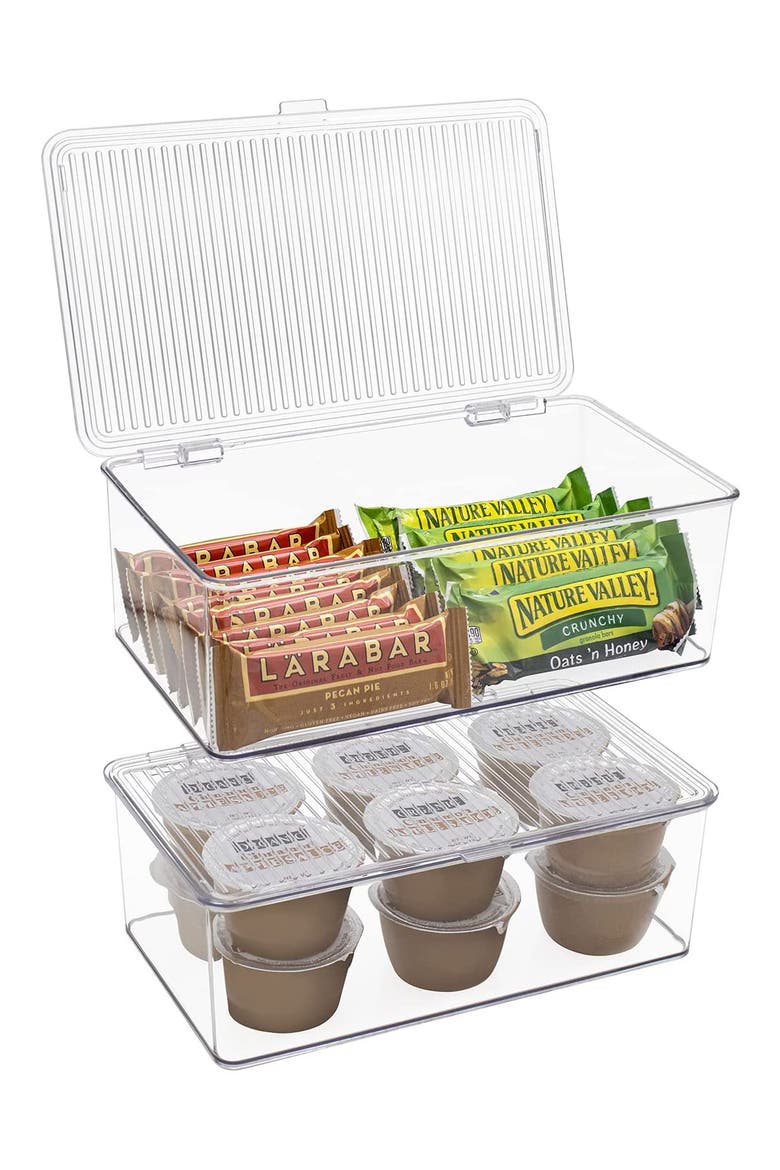 Medium 2-Pack Storage Bins with Lids, Main, color, CLEAR