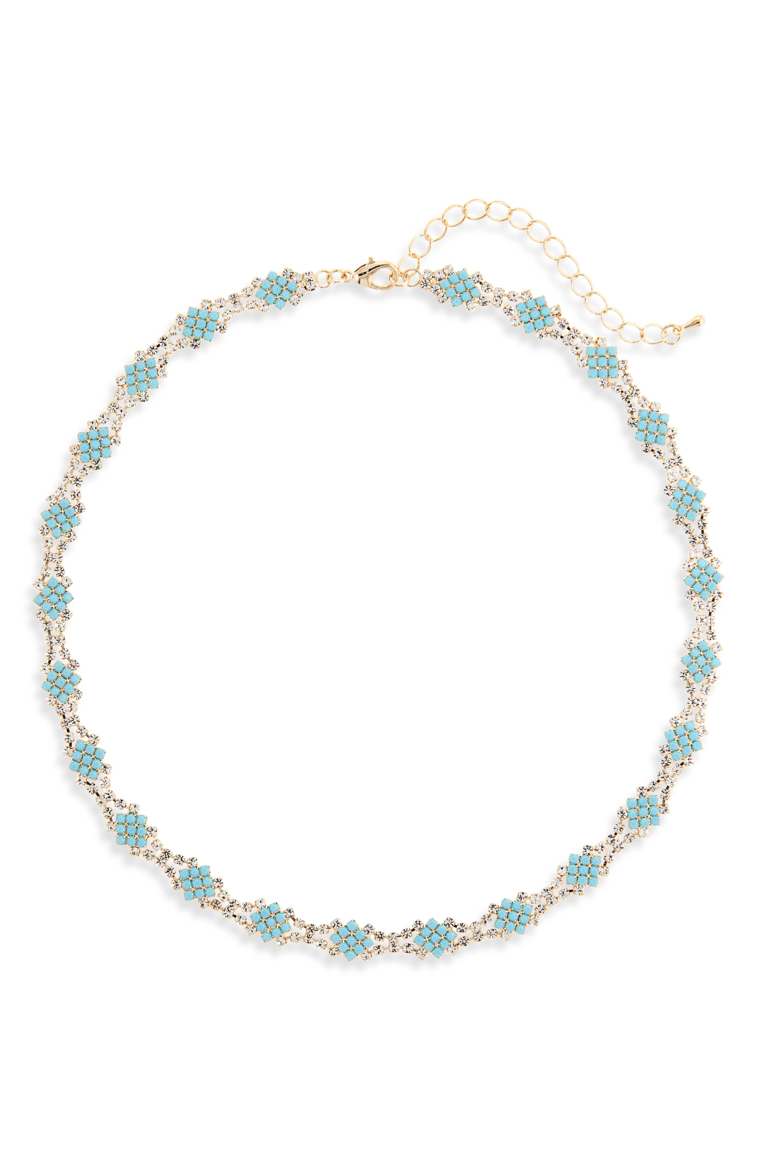 Tasha Crystal & Faux Turquoise Necklace