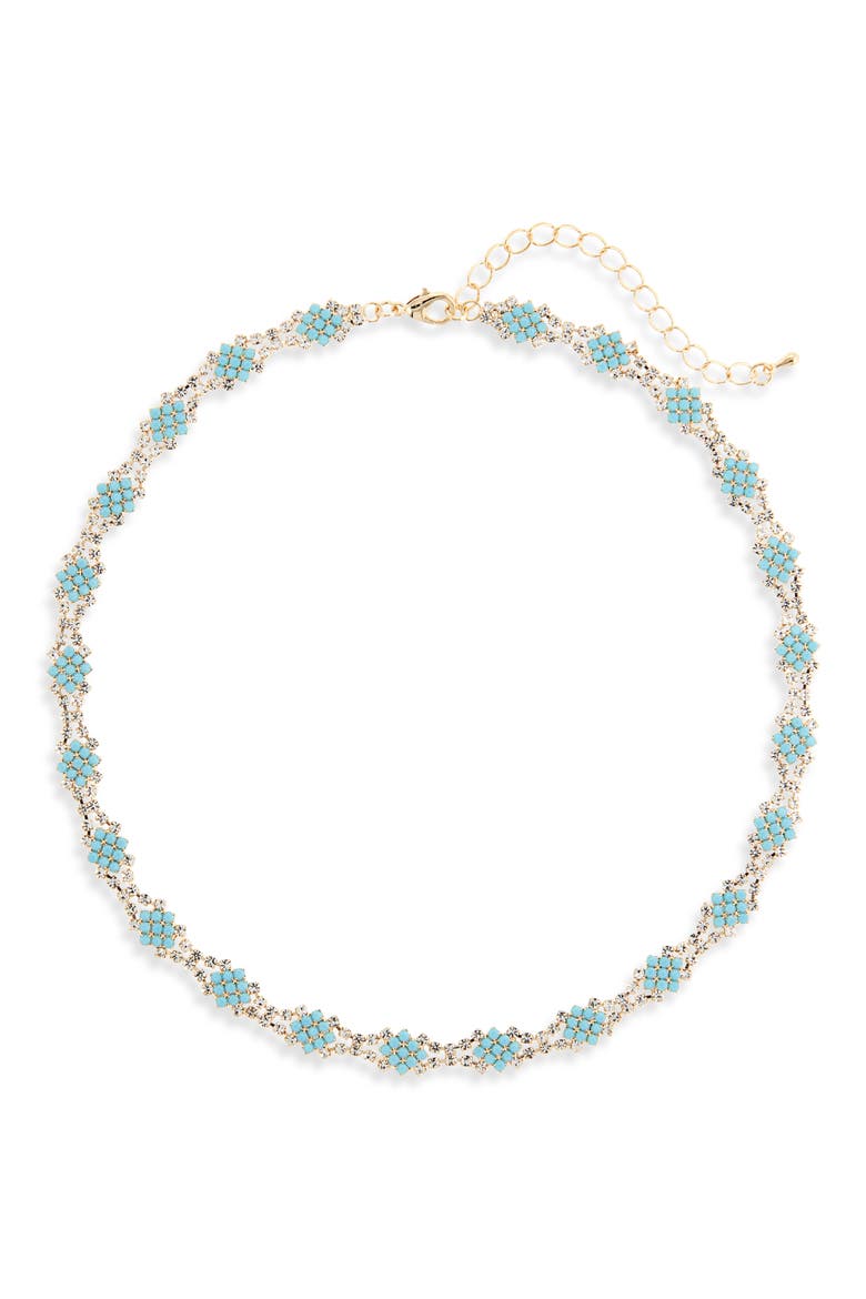 Crystal & Faux Turquoise Necklace, Main, color, TURQUOISE/ CRYSTAL