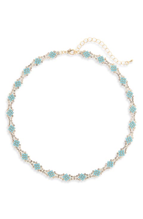 Crystal & Faux Turquoise Necklace