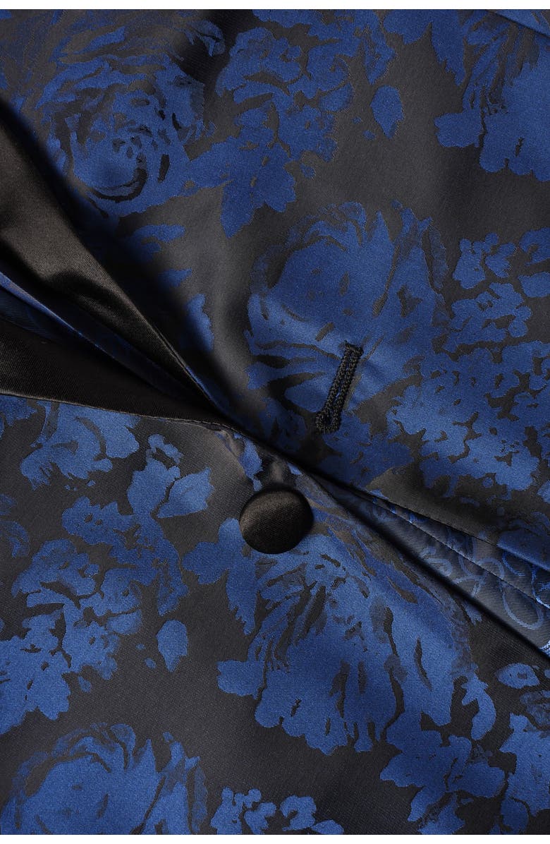 SAVILE ROW CO Blue Fancy Slim Fit Satin Peak Lapel Evening Jacket, Alternate, color, 