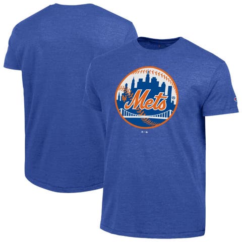 Men's Champion  Royal New York Mets Cooperstown Logo Tri-Blend T-Shirt