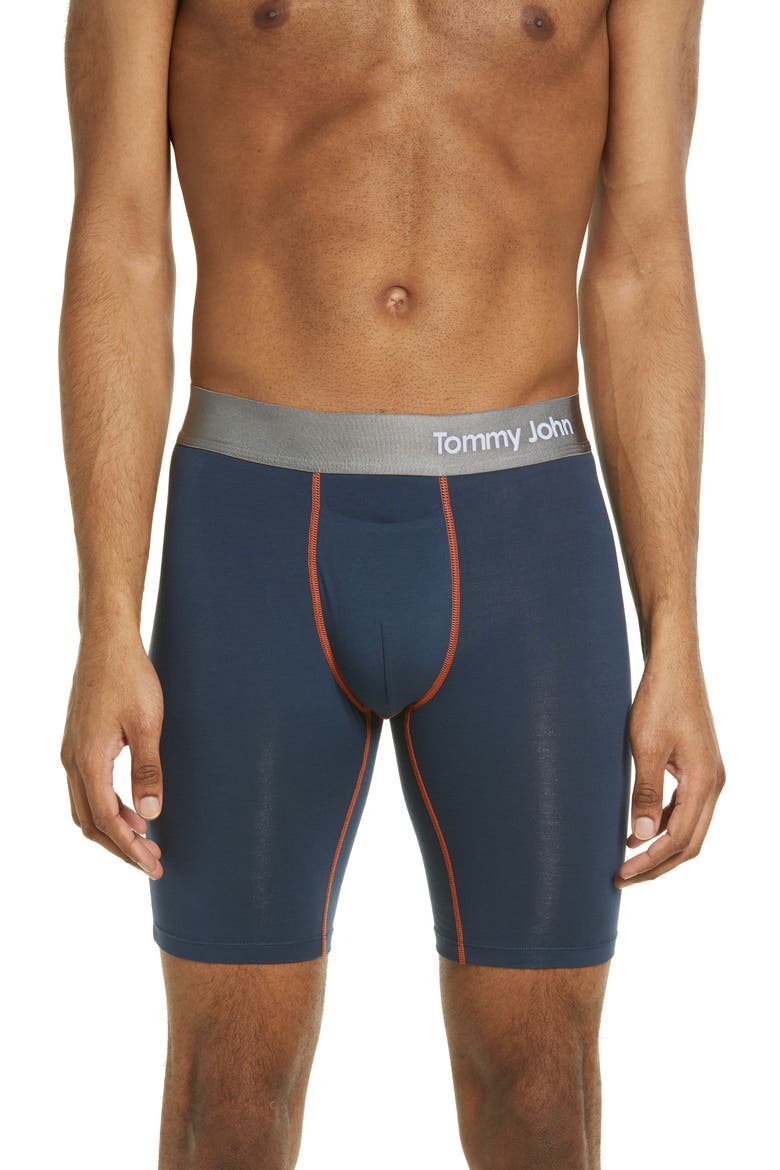 Cool Cotton 8-Inch Boxer Briefs, Main, color, NAVY W/ SCARLET IBIS STITCH