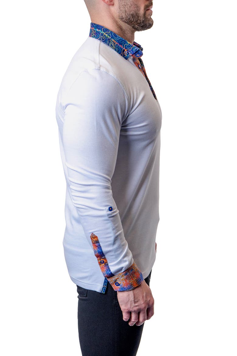 Newton Cloud White Long Sleeve Polo, Alternate, color, WHITE