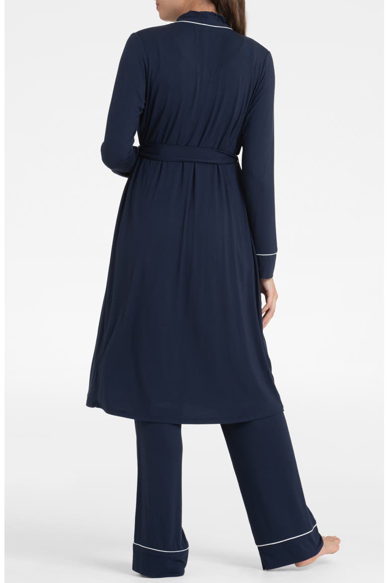 Maternity/Nursing Pajamas & Robe Set, Alternate, color, NAVY