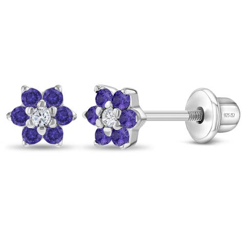 Cubic Zirconia Cluster Flower Earrings