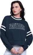 STARTER Women's Starter  Navy Florida Panthers Power Play Cropped Pullover Sweatshirt
