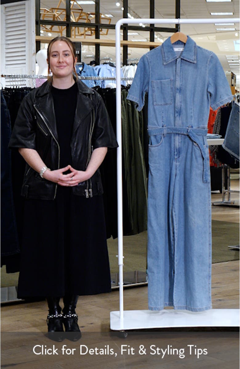 Fleur Tie Waist Denim Jumpsuit, sales video thumbnail