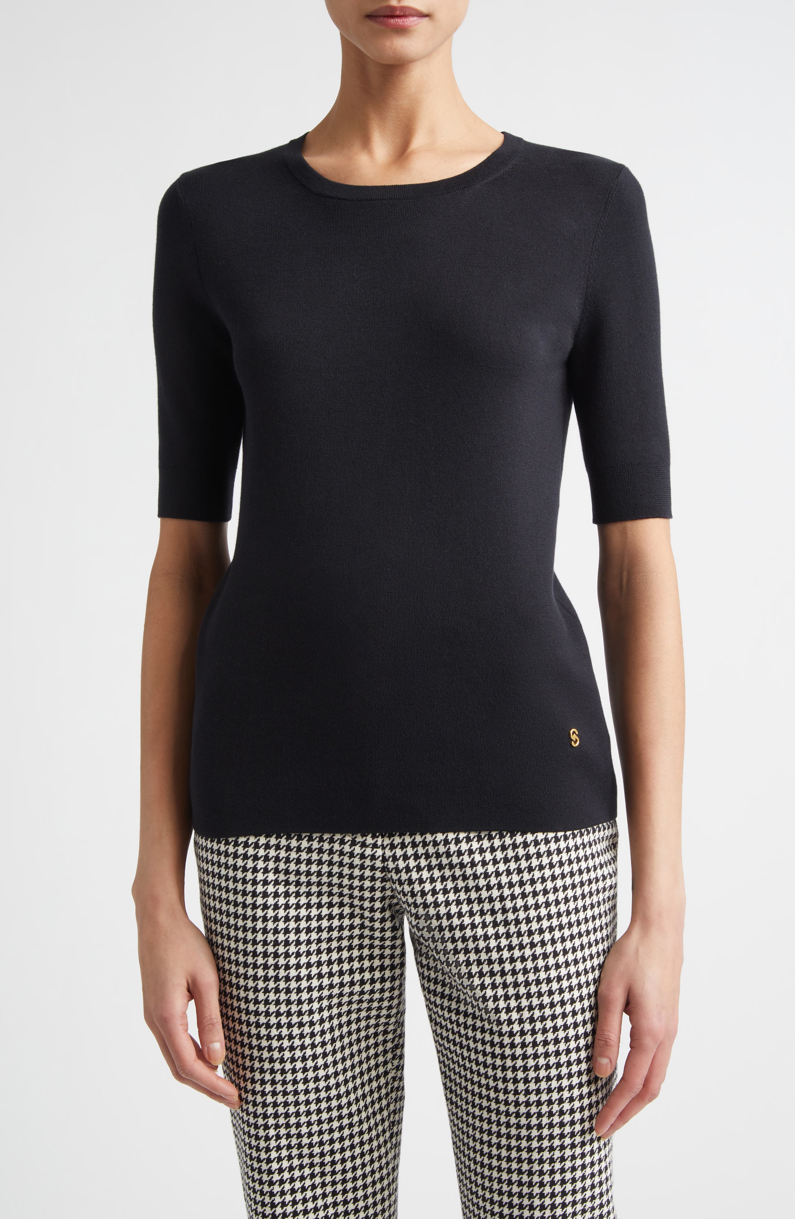 Marlie Short Sleeve Silk & Cotton Sweater