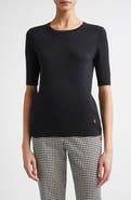 ST. JOHN Marlie Short Sleeve Silk & Cotton Sweater