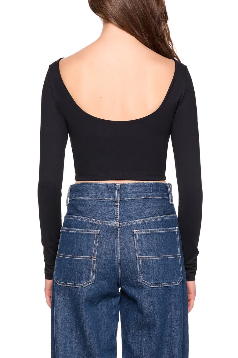 Scoop Back Crop Top, Alternate, color, BLACK