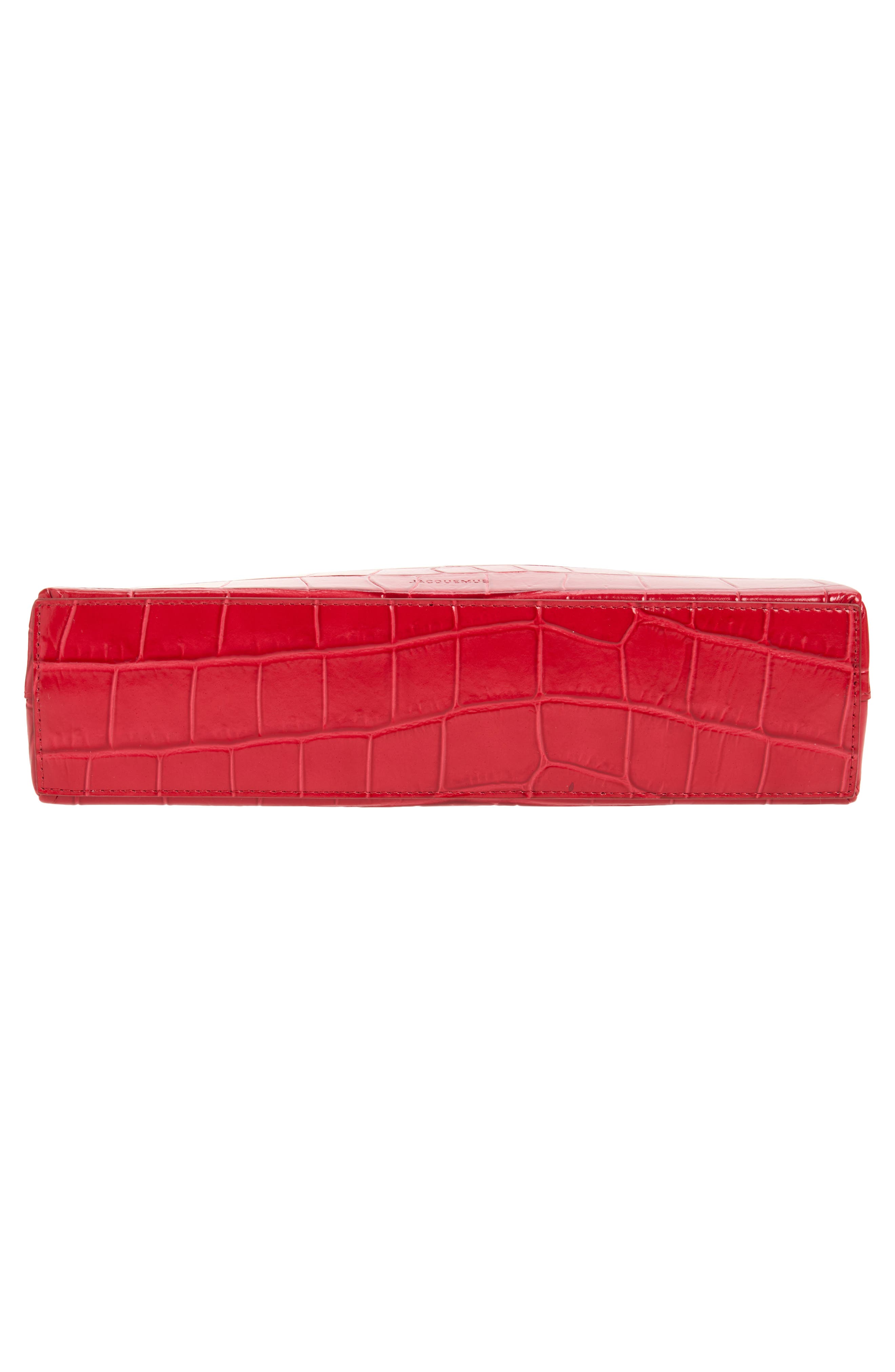 The Valérie Croc Embossed Leather Clutch, Alternate, color, RED 470
