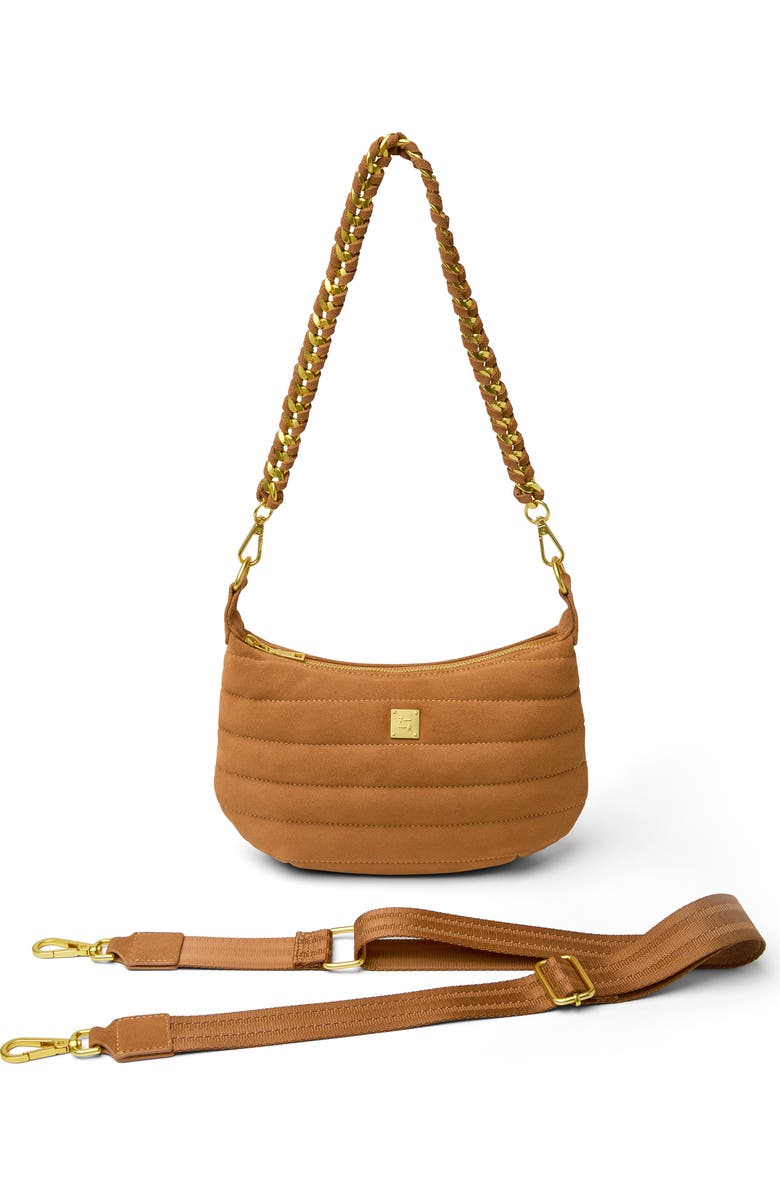 THINK ROYLN Quilted Mini Moon Crossbody Bag, Alternate, color, Terracotta Suede
