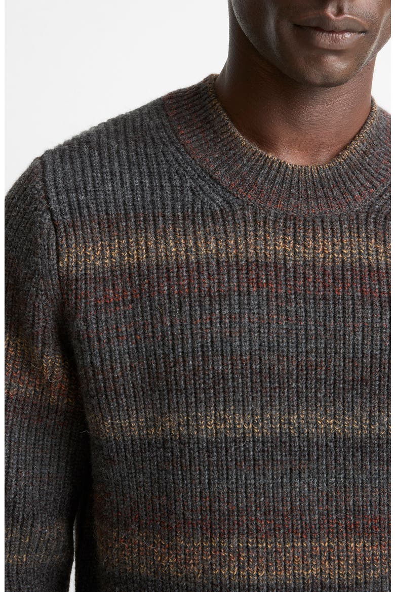 Stripe Space Dye Wool Blend Crewneck Sweater, Alternate, color, HEATHER BLACK COMBO