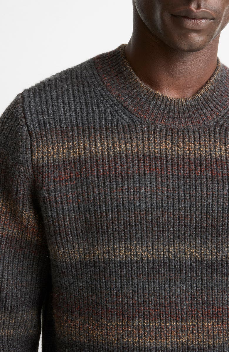 Vince Stripe Space Dye Wool Blend Crewneck Sweater, Alternate, color, Heather Black Combo