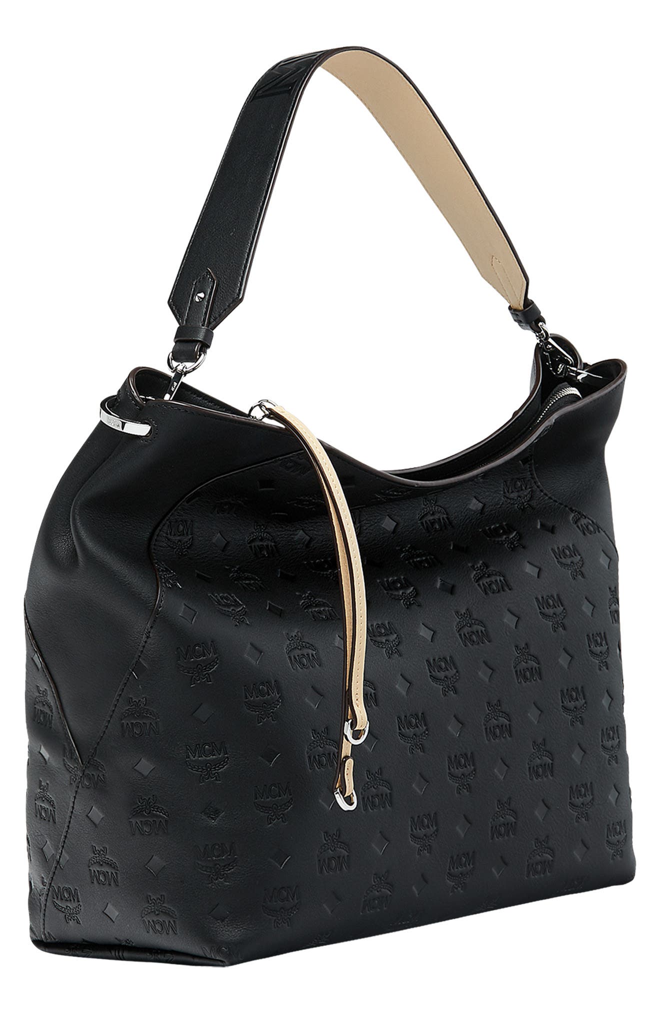 MCM Large Klara Monogram Leather Hobo, Alternate, color, 