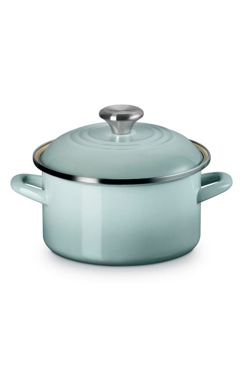 Le Creuset Enameled Stainless Steel Petite Stock Pot In Sea Salt