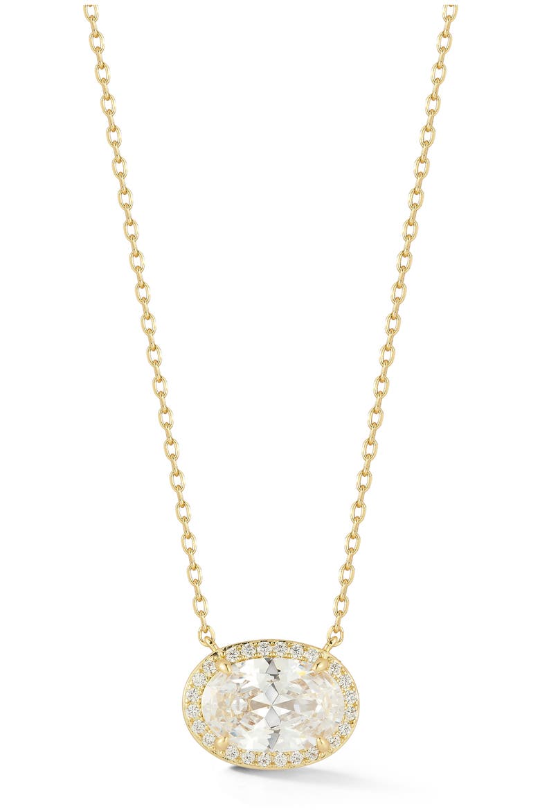 Oval Cubic Zirconia Pendant Necklace, Main, color, GOLD