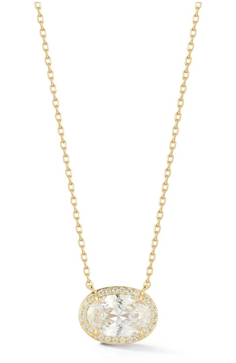 Oval Cubic Zirconia Pendant Necklace