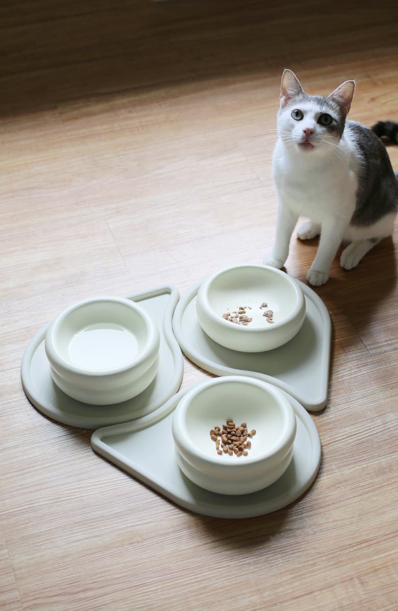 Catenary Drop Set of 2 Pet Mats, Alternate, color, White