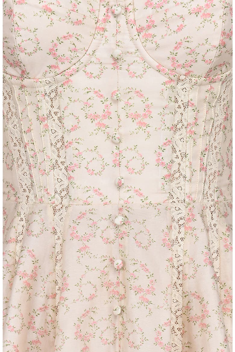 Melita Corset Cocktail Minidress, Alternate, color, VINTAGE FLORAL SPIRAL CREAM