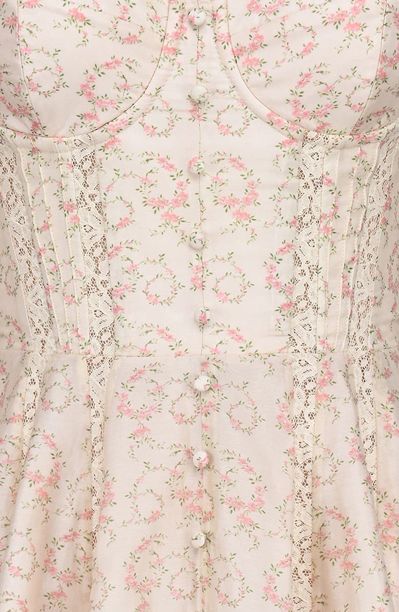 HOUSE OF CB Melita Corset Cocktail Minidress, Alternate, color, Vintage Floral Spiral Cream