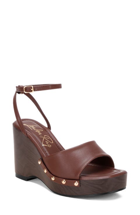 Colada Ankle Strap Studded Wedge Sandal (Women)