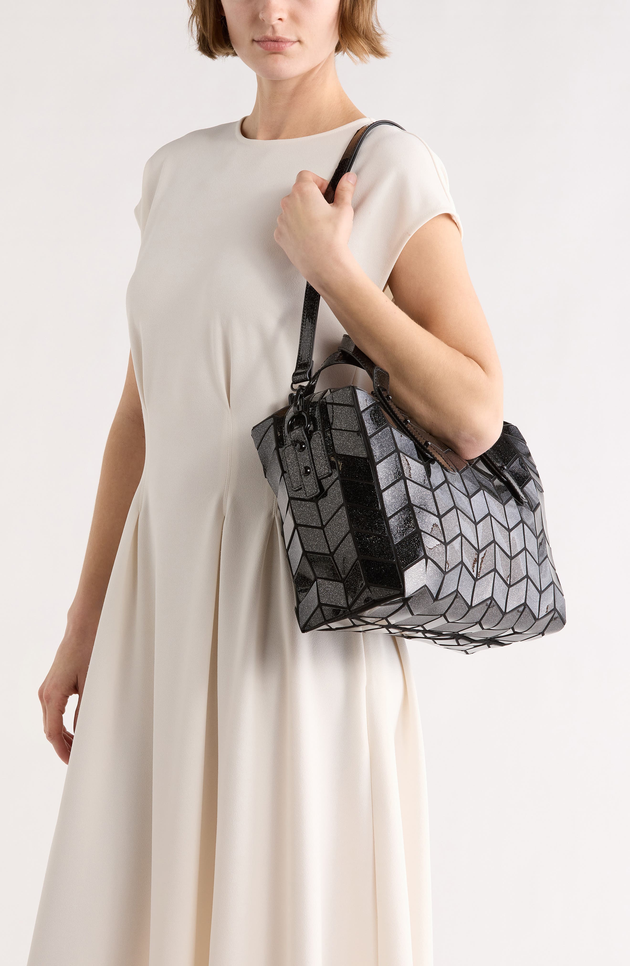 PATRIZIA LUCA Glitter Top Handle Bag, Alternate, color, Black Glitter