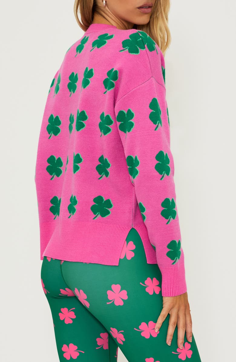 Beach Riot Callie Clover Jacquard Crewneck Sweater, Alternate, color, 